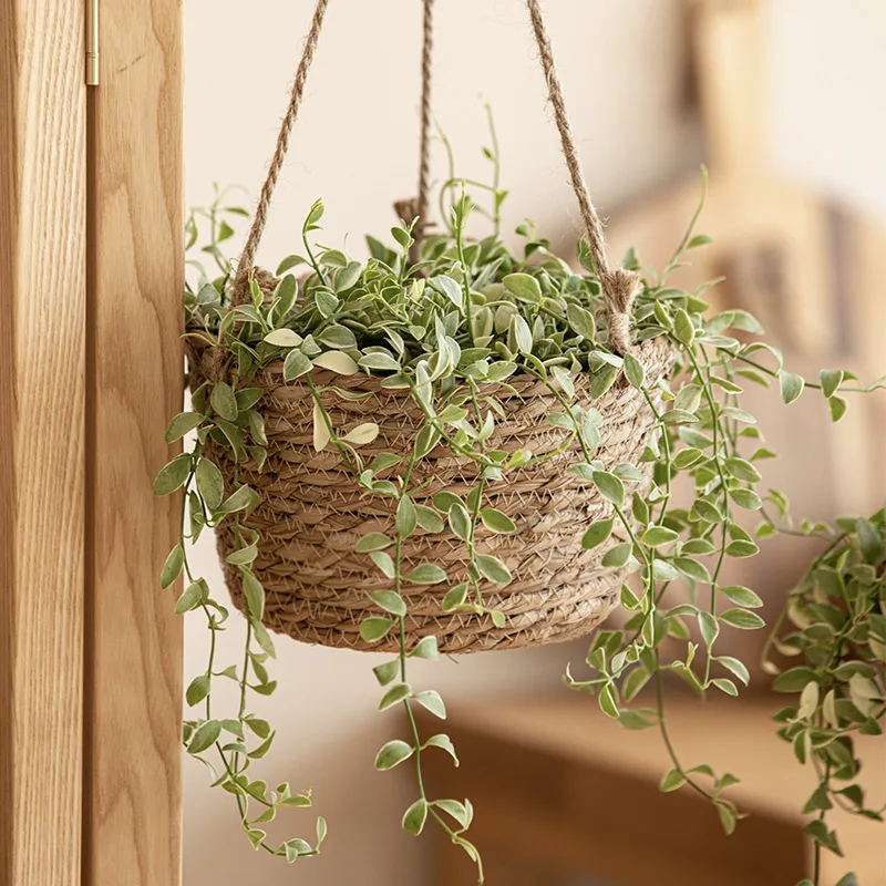 Gardening Plant Hanging Basket Flower Pot Grass Planter Handmade Flower Plant Pot Basket Home Wall Garden Courtyard Decoration