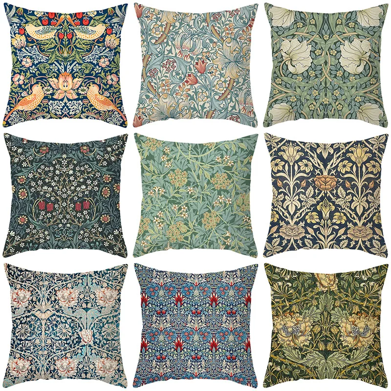 VIKAMA Vintage Floral Pillow Cover Machine Washable Luxury Living Room Sofa Decor Creates a Warm and Elegant Ambiance