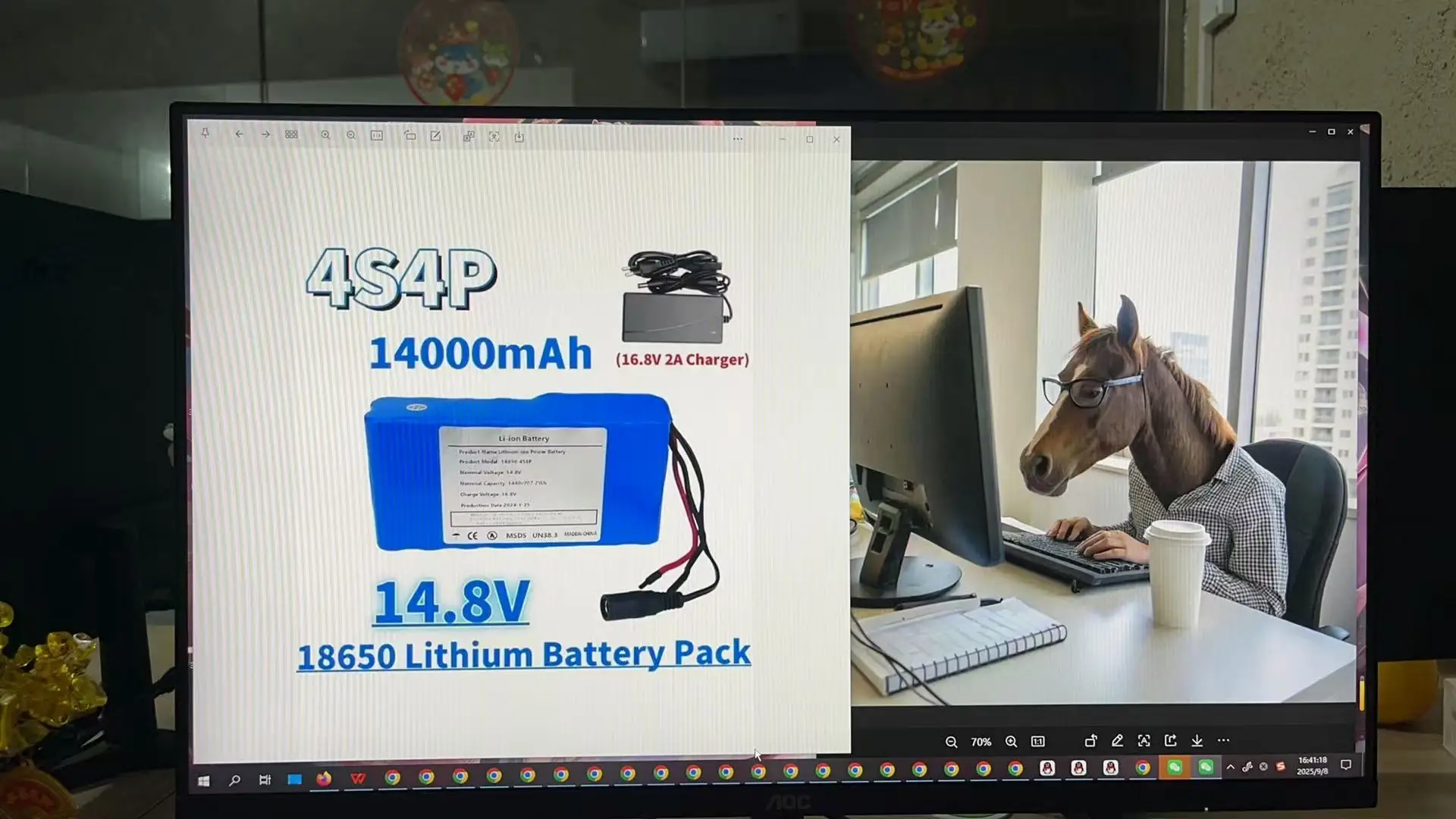 

14.8V 14Ah lithium 4S4P 18650 battery pack 16.8V LED night fishing light heater miner's light amplifier battery