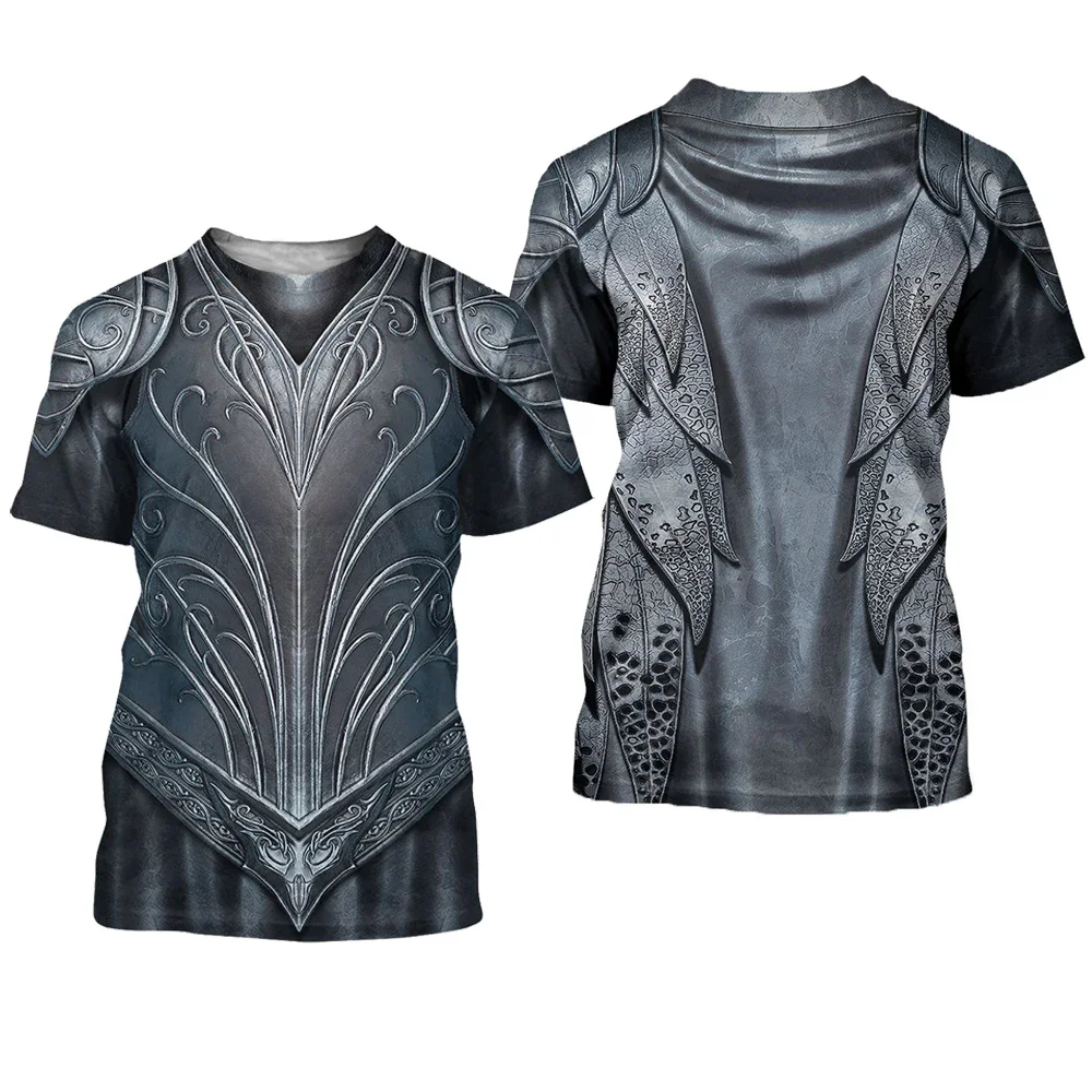 2024 New Summer Knight Medieval Armor 3D Printed T-shirt Harajuku Short Sleeve T-shirt