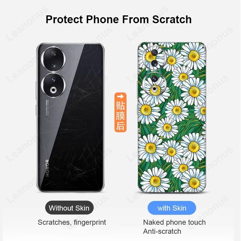 Marble Design Decal Skin for Honor 90 Pro 200 Pro Back Screen Protector Film Cover 3M Wrap with Camera Protector Matte Sticker