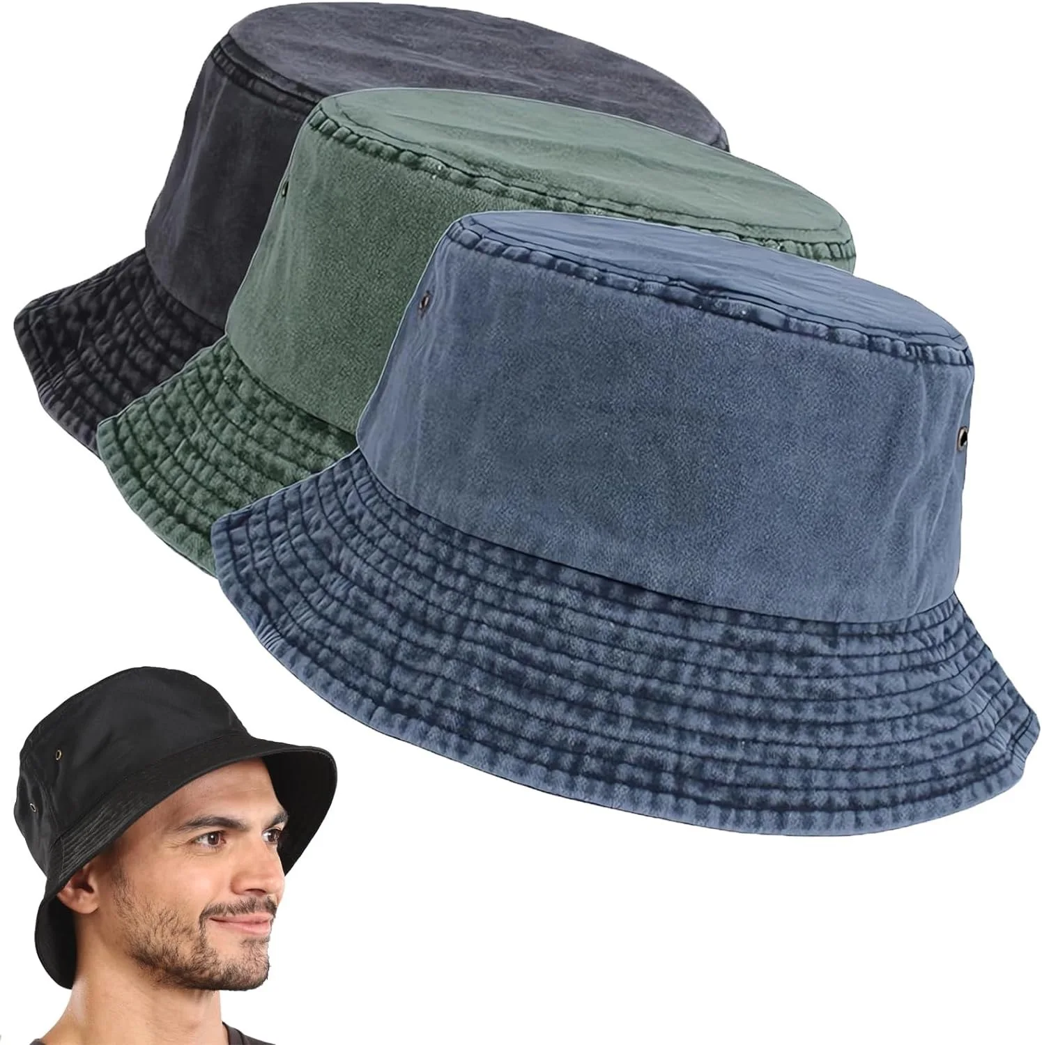 1 retro bucket hat washed denim hat light plate solid color basin hat men's and women's four seasons old mountaineering sun hat