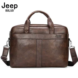 JEEP BULUO borsa da uomo in pelle da uomo di marca borsa da ufficio per ufficio di grande capacità borsa da viaggio per uomo borsa a tracolla per Laptop da 14 pollici nuovo