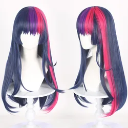 Anime Twilight Sparkle Straight Purple Blue Pink Mixed Long Synthetic Hair Cosplay Long Straight Hair Wigs Women