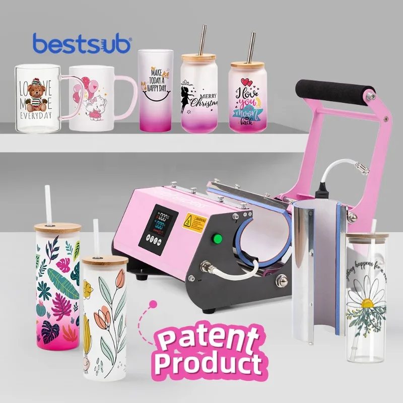 BestSub 30oz 20oz 13oz 18oz 2 in 1 Transfer Glass Tumbler Machine Sublimation Heat Press Machine Sublimation Mug Heat Transfer