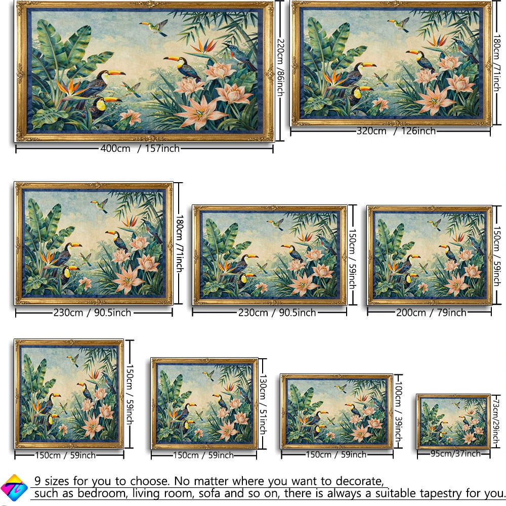 Tropical Jungle Big billed Bird Printed Tapestry Wall Hanging Bohemian Style Living Room Bedroom Home Decor