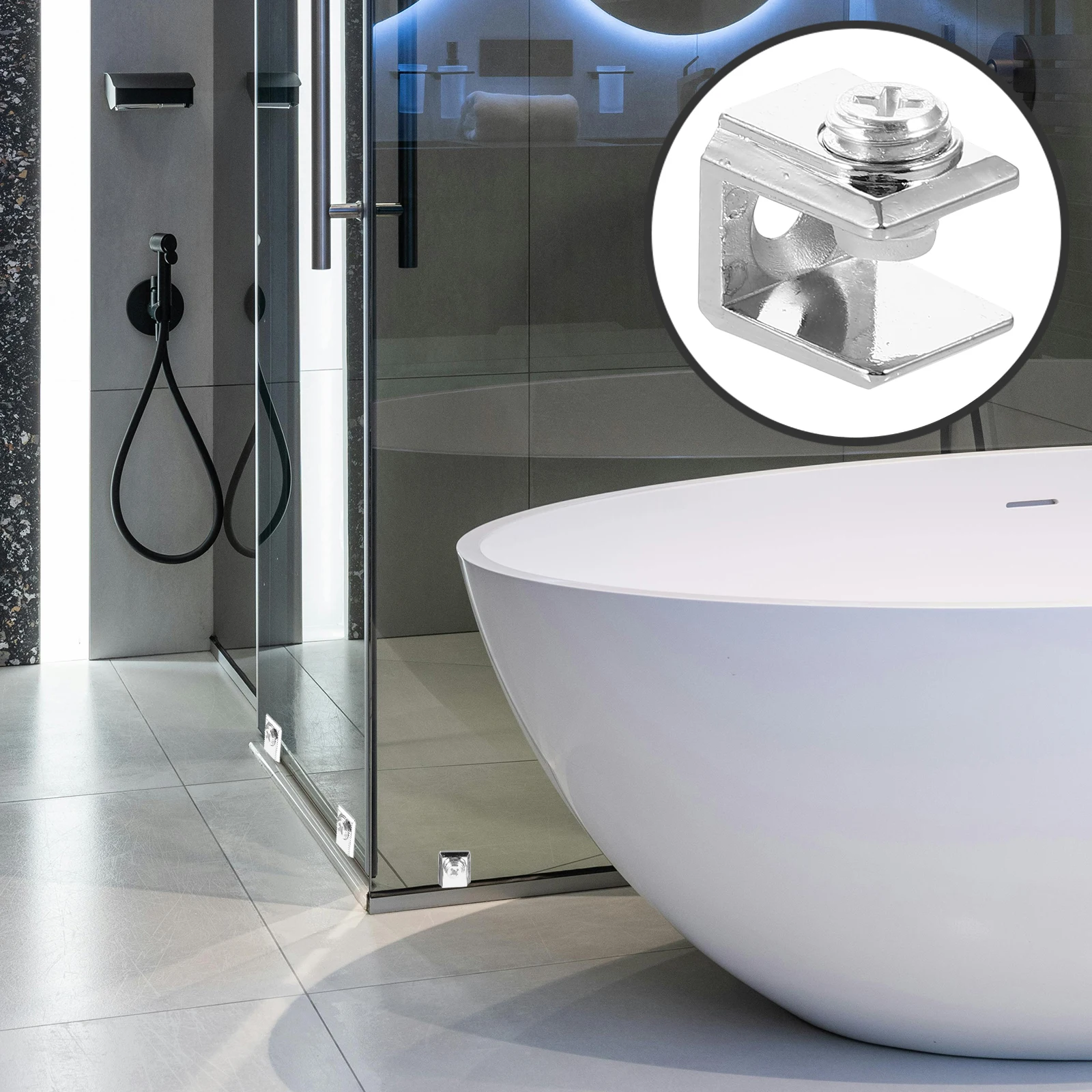 

4Pcs Glass Shelf Clamp Zinc Alloy No-Drill Fixed Bracket Durable Glass Shelf Support Clip for Bathroom Cabinet