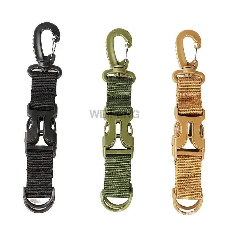 

Tactical Nylon Webbing Backpack Hook Multifunctional Carabiner D-Shaped Keychain Double-split quick release hanging Buckle