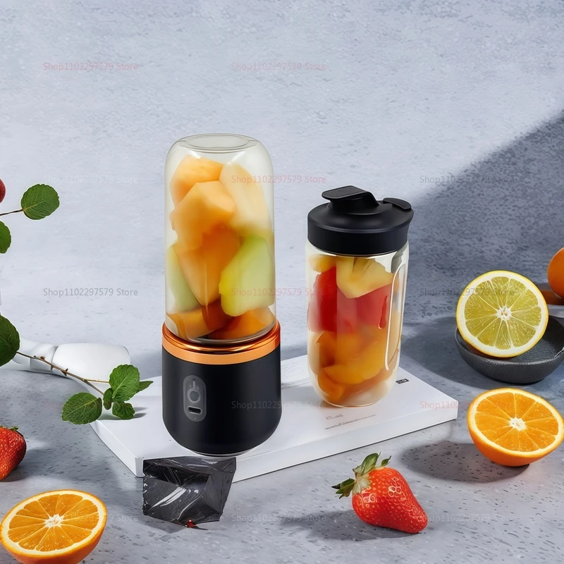 Portable 2-Cup Fruit Juicer Blender mini Ice Crusher USB Rechargeable Wireless Juice Extractor for Smoothies Travel Compact