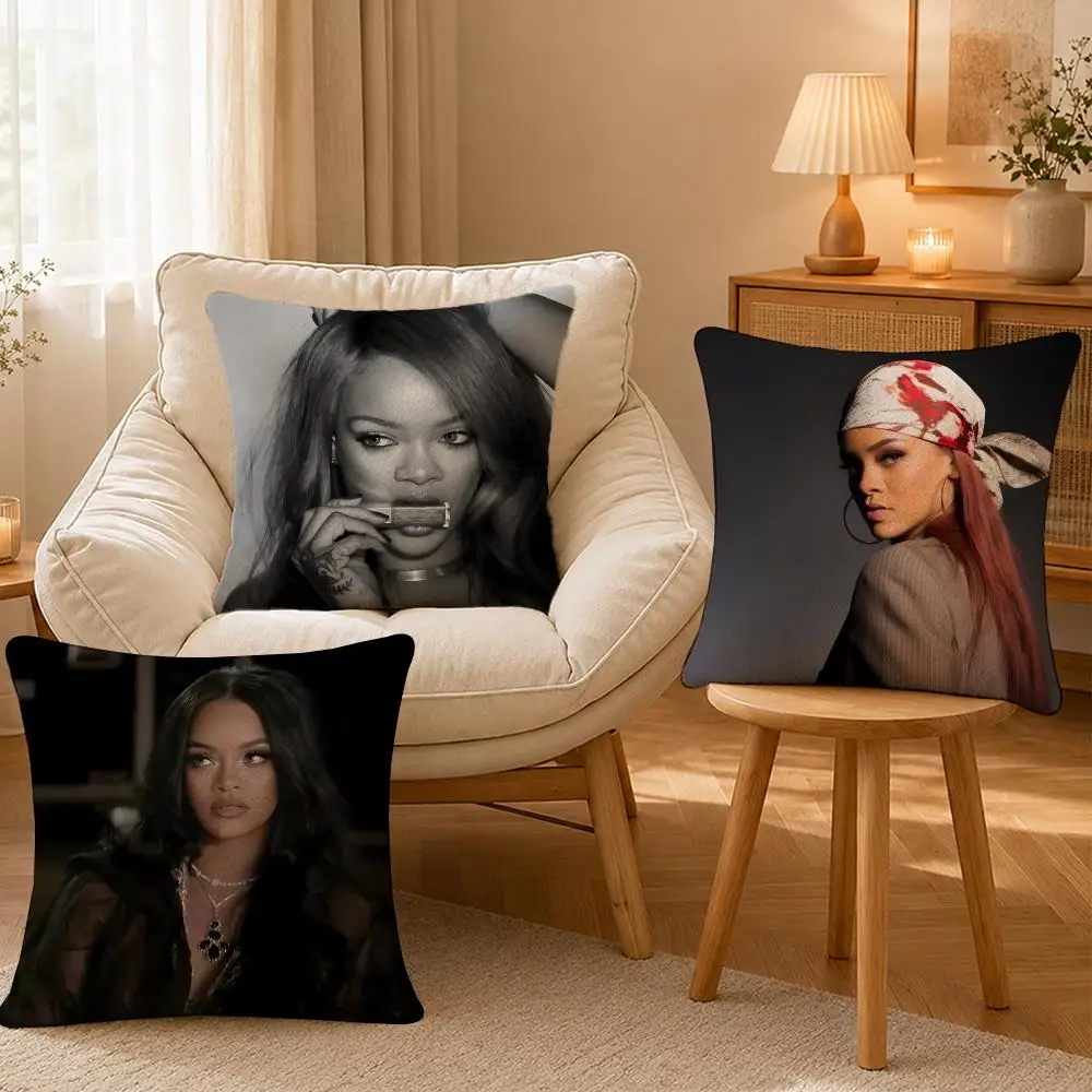 Singer Rihanna Fashion Icon Cushion Cover Personalized Short Plush Soft Bedroom Sofa Home Decor Gift