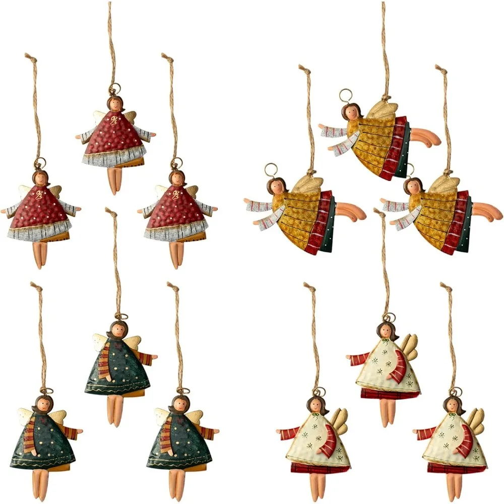 

Resin Christmas Tree Ornaments 6-Pack Xmas Hanging Ornaments Santa Snowman Christmas Stocking Sleigh Ornaments