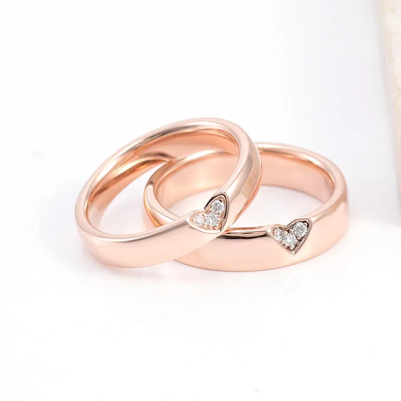 Provence Fine Jewelry 10k Rose Gold Lab Grown Diamond Heart Couple Rings Custom Classic Lovers Promise Ring For Men Women Gifts