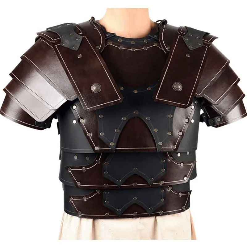 

Medieval Gladiator Shoulder Chest Armor Viking Knight Cosplay Costume Steampunk PU Leather Breastplate Gothic Vest LARP Cuirass
