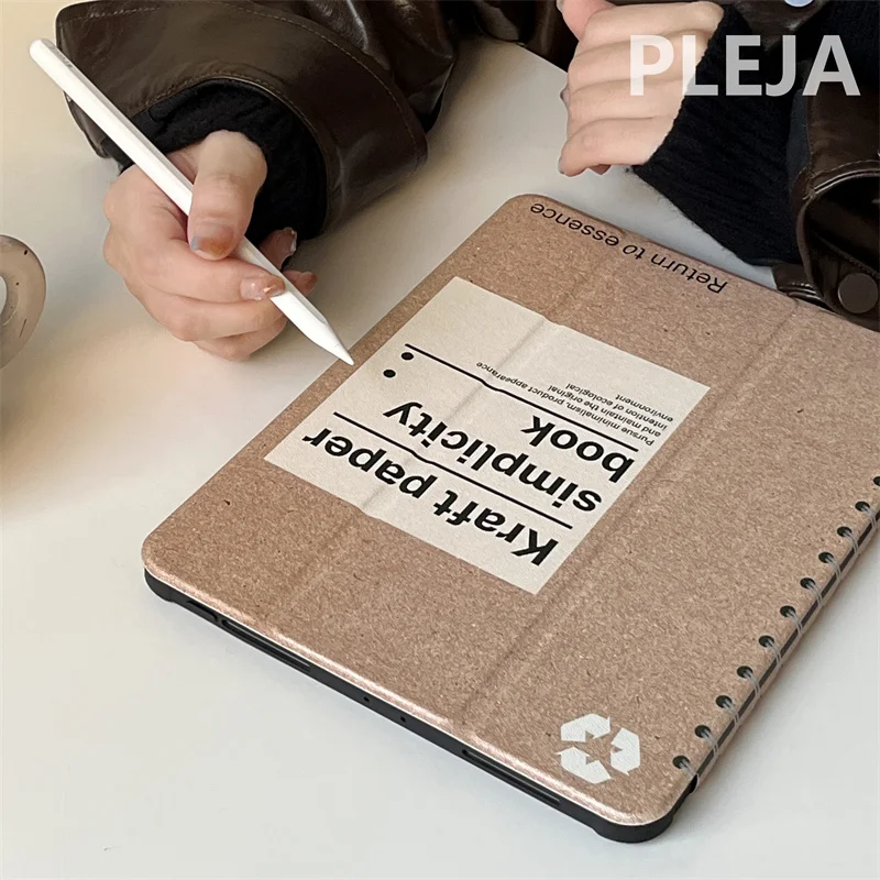 Retro Kraft Paper Protective Case For iPad 10.9/9.7/10.5/11 inch Pro 12.9 inch 2022 mini 6 Air 5/4 Cover with Pencil Slot Holder