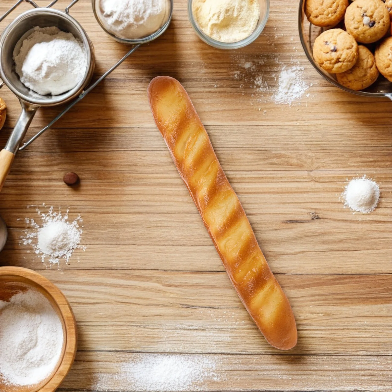 1 قطعة رغيف الخبز وهمية واقعية الرغيف الفرنسي الاصطناعي للمطبخ ديكور مخبز عرض التظاهر اللعب مونتيسوري فو الغذاء الديكور