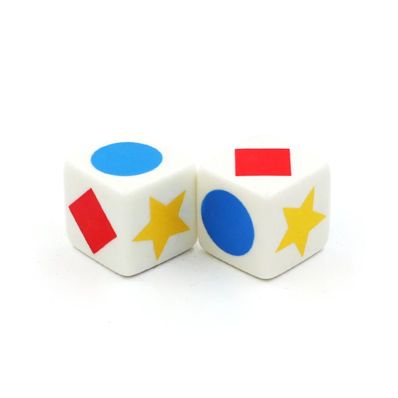 2 unids/lote de dados de patrón, gráficos, dados de esquina cuadrados de 6 lados para juego de cognición, accesorio divertido para juego de mesa de