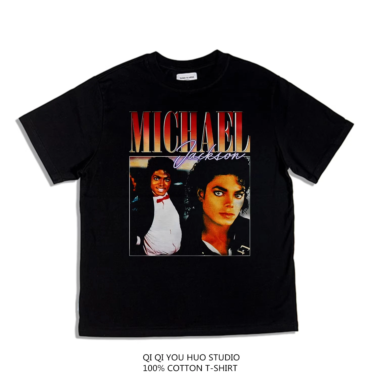 2026 Vintage Music Portrait Collage Graphic Large Printed Cotton Unisex Short Sleeve T-Shirts Print Tees for Kids Adults