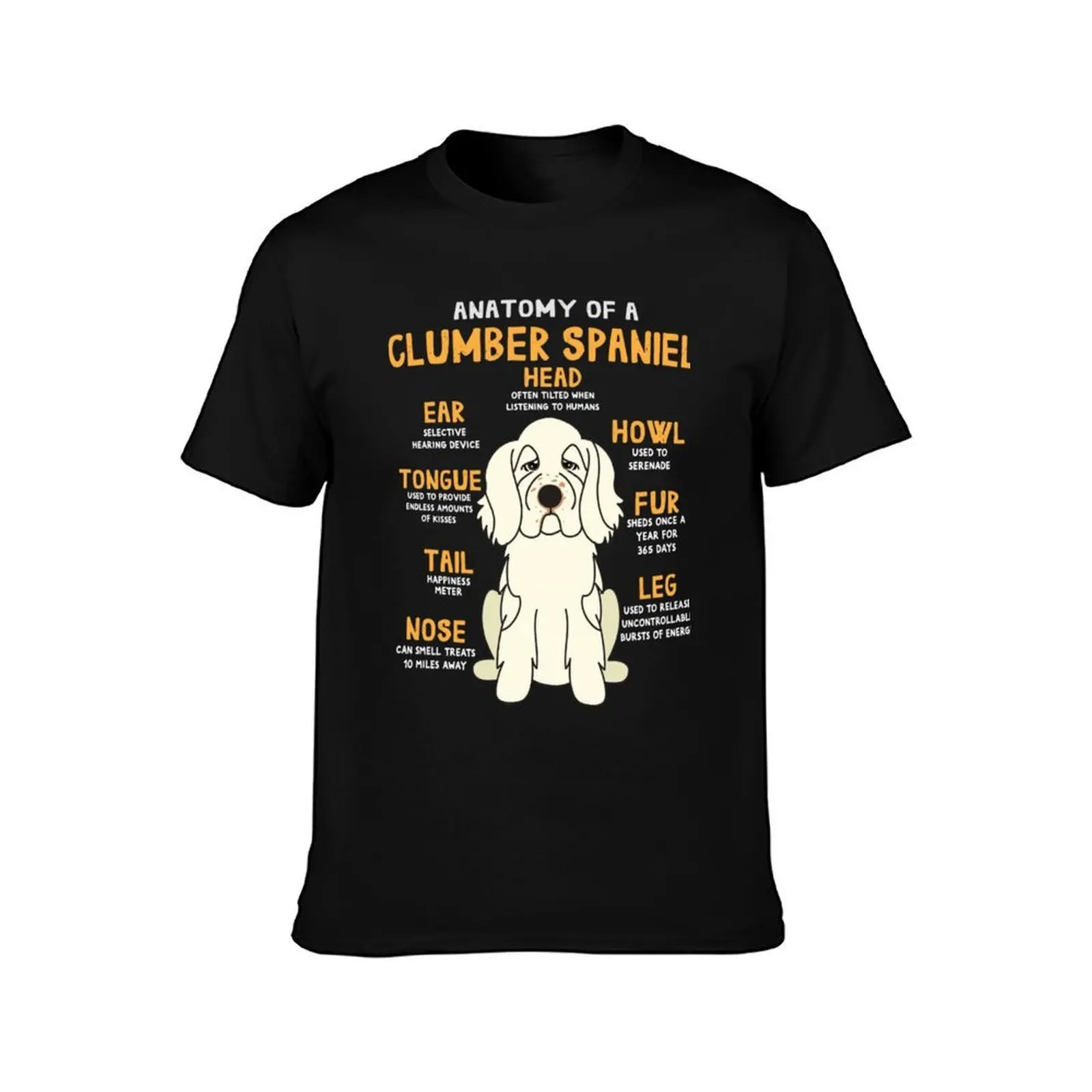 Anatomy Of Clumber Spaniel Dog T-Shirt Summer Casual Cotton Tee Oversized Streetwear Tops Vintage Graphic Print 100% Cotton