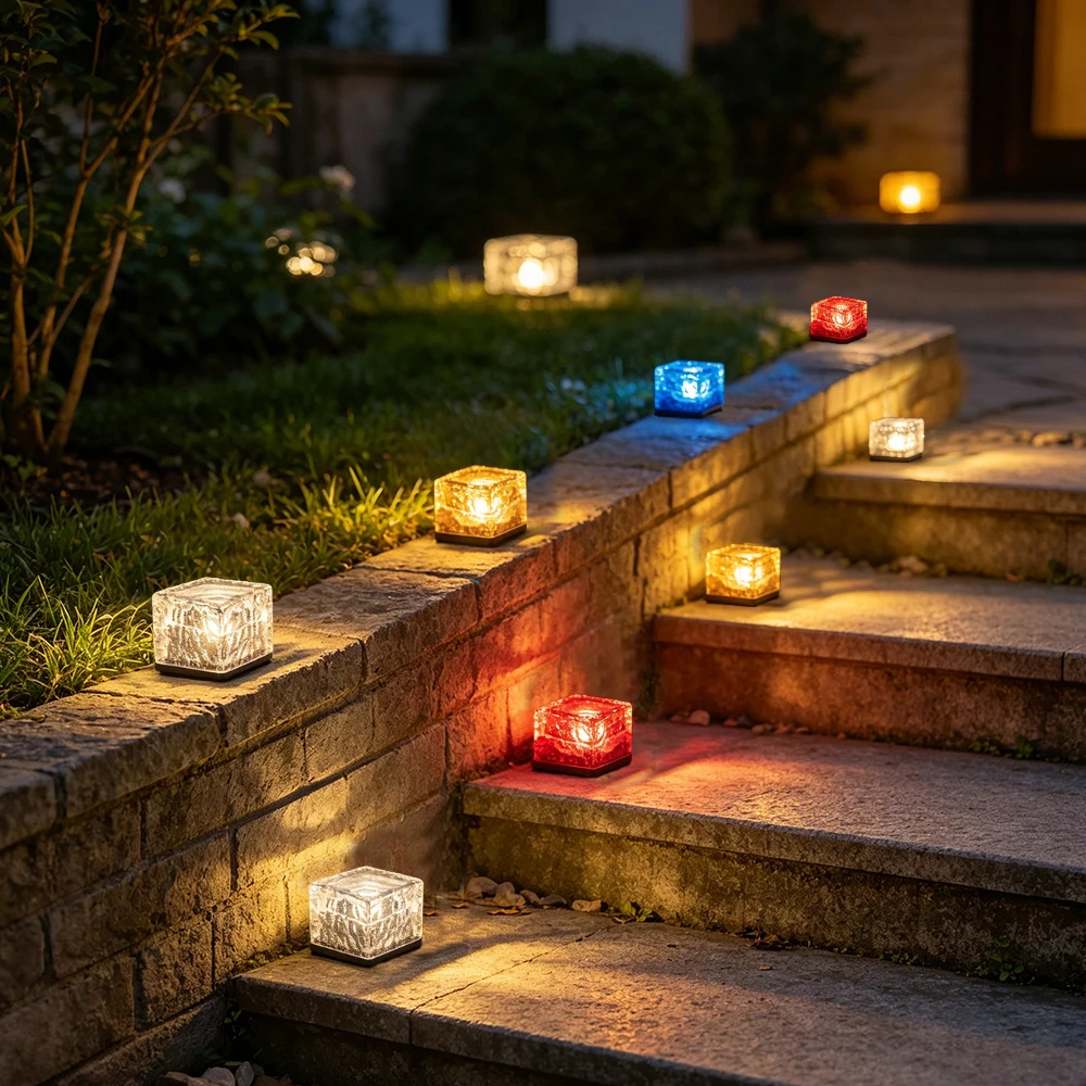 Solar Brick Light Solar Ice Light Ice Cube LED Lights Buried Yard Lamp for Garden Patio Outdoor Decoration