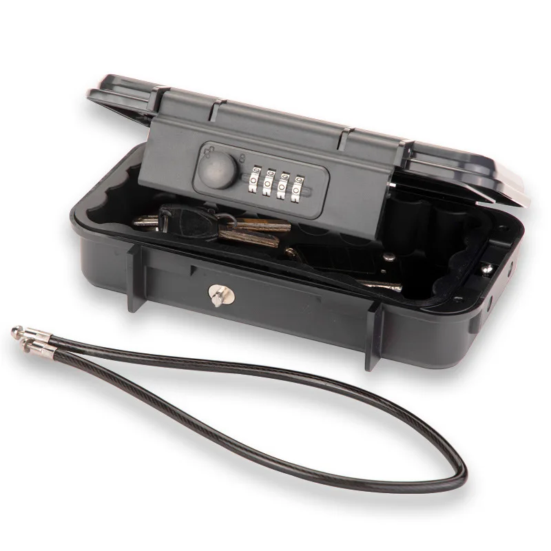 Outdoor PortableTravel Safe Box Large Capacity Security Lockbox Code Waterproof Key Lock Box with Removable Cable Handle