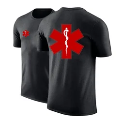 EMT Emergency Ambulance Men's Brand Summer Ordinary Short Sleeve Sports T-shirt Solid Color Printing Casual Breathable Tops