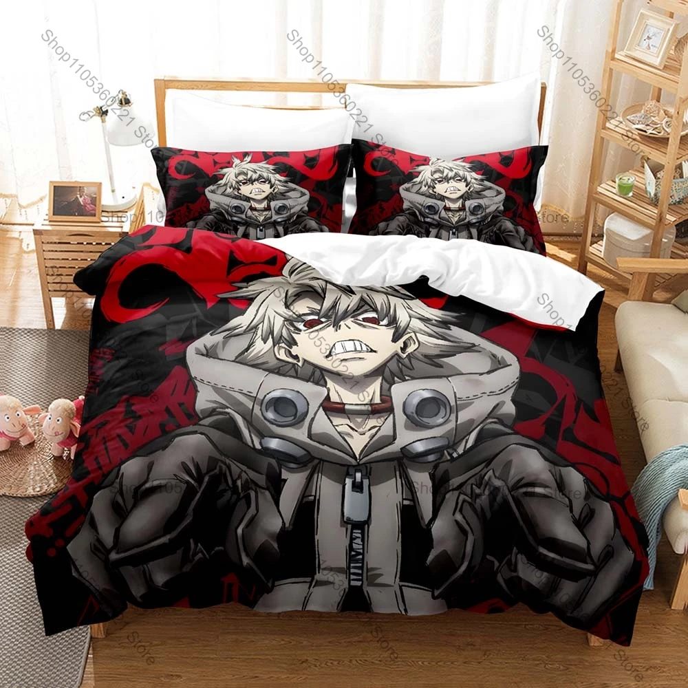 Cool Street Graffiti Art Gachiakuta Chibi Characters Cleaners Battle Scene Anime Merch 3PCS Bedding Duvet Cover + 2 Pillowcases