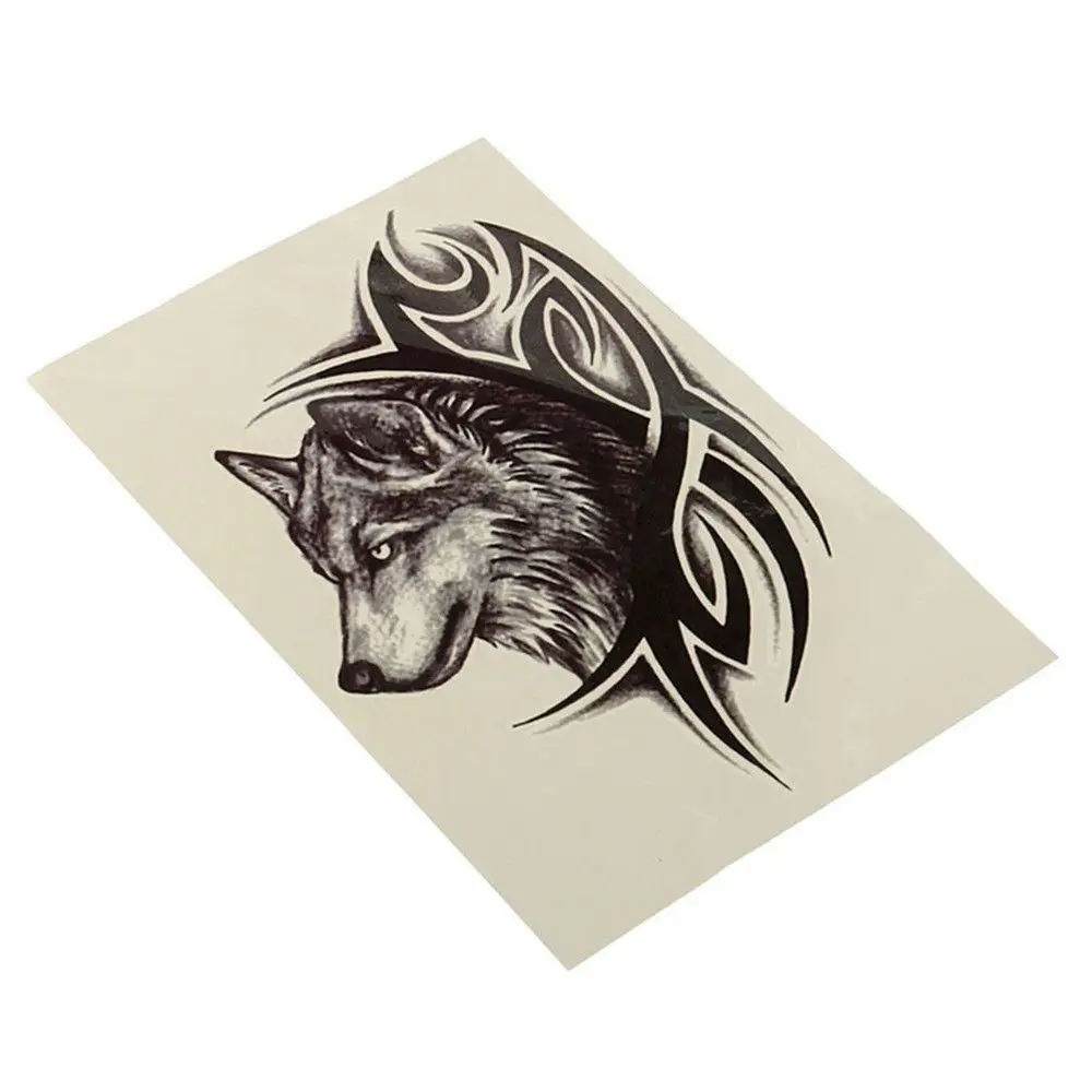 Tatuajes falsos grandes a prueba de agua, tatuajes temporales de arte corporal, pegatina de tatuaje de Lobo, Rey Lobo, 2 piezas