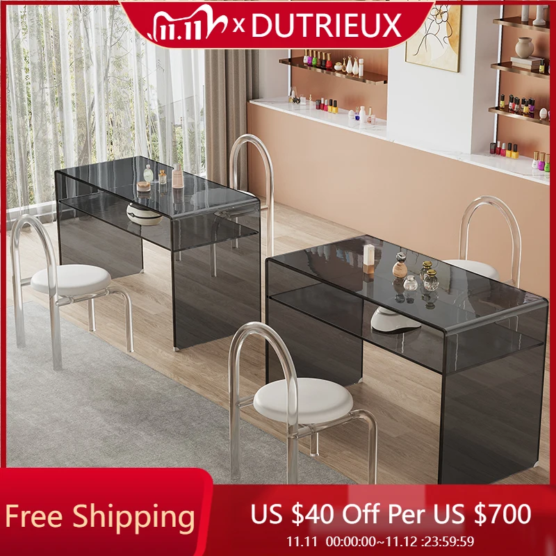 

Clear Square Manicure Table Designer Cleaning Cheap Waterproof Manicure Table Organizer Easy Clean Nagel Tisch Salon Furniture