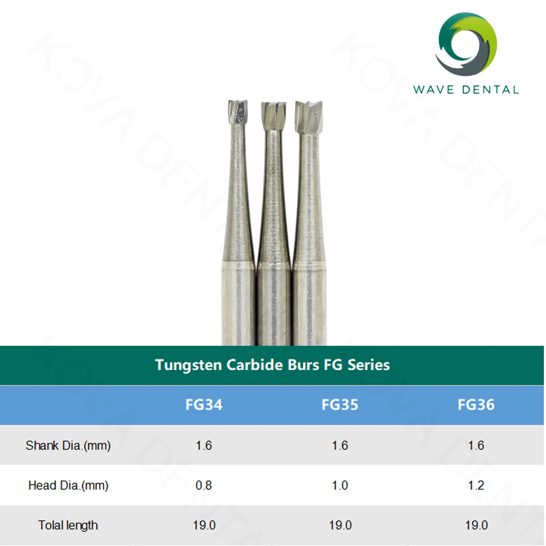 Wiertło dentystyczne falowe wiertła z węglika wolframu truskawki odwrócona głowica stożkowa FG34/35/36 dia1,6 mm do turbiny o dużej prędkości