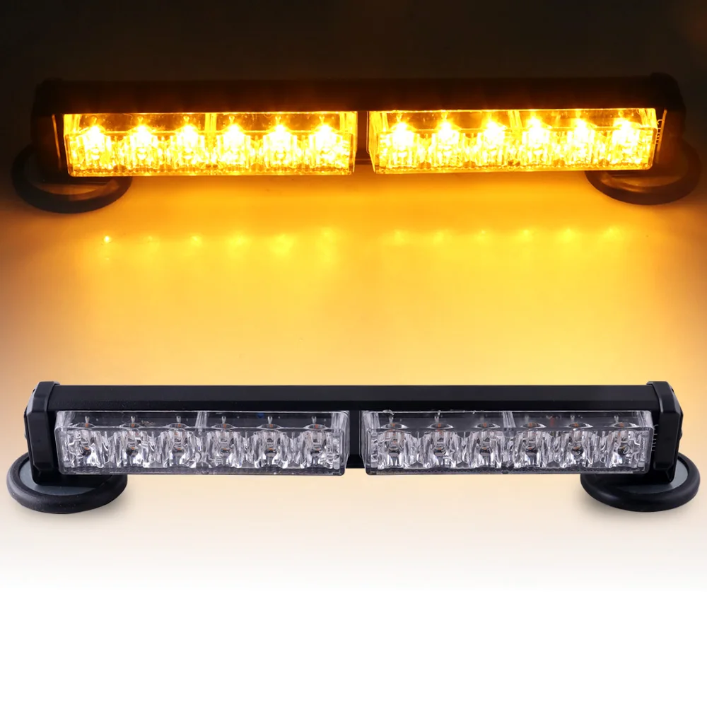 

316-2PCS High Power LED Strobe Light Bar - 16 Flash Modes, Waterproof Emergency Warning Amber Light for Truck and Road Safety