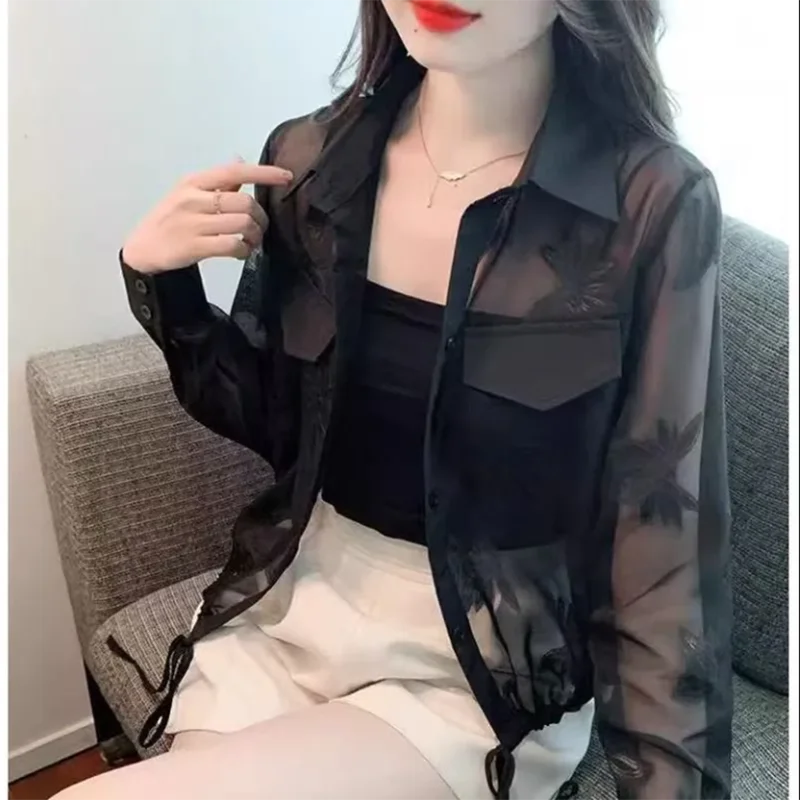 Summer Short Sleeve Women's Sun Protection Clothing 2026 Trendy Light Outerwear Cardigan Cover-up Versatile Thin Coat