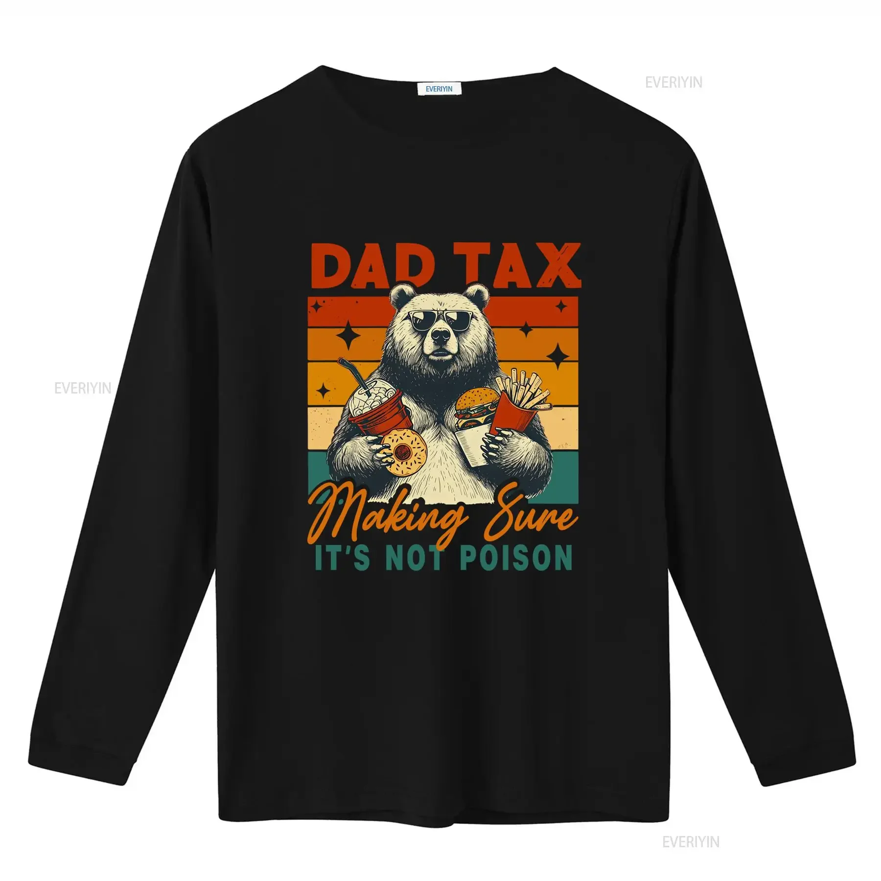 Dad Tax Bear T Shirt Funny Fathers Day with Cool Design Burgers Fries Donuts Perfect vintage Washed Casual streetwear Soft