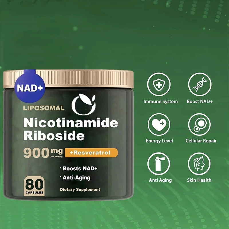 NAD+Supplement - Liposomal Nicotinamide Nucleoside 900mg Resveratrol Quercetin - Used for Anti Aging, Energy, Focus -80 Capsules