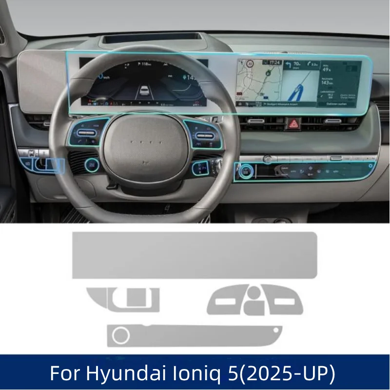 Car Center Console Screen Protective Film Anti-scratch Repair Clear Sticker For Hyundai IONIQ 5 2022-2024 Interior Accessories