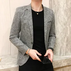 Spring Autumn Blazers Men Fashion Slim Solid Color Single Breasted Coat Casual Business Handsome Suits Brand Men's Blazers Tops