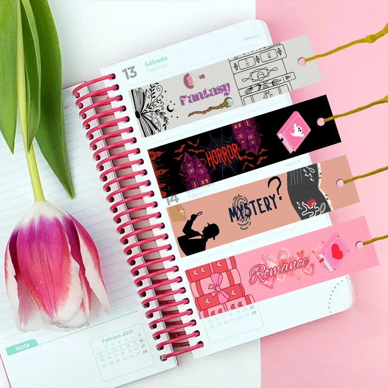 

4 PET printed bookmarks to add fun to reading, the perfect back-to-school gift for campus (random tassel color)