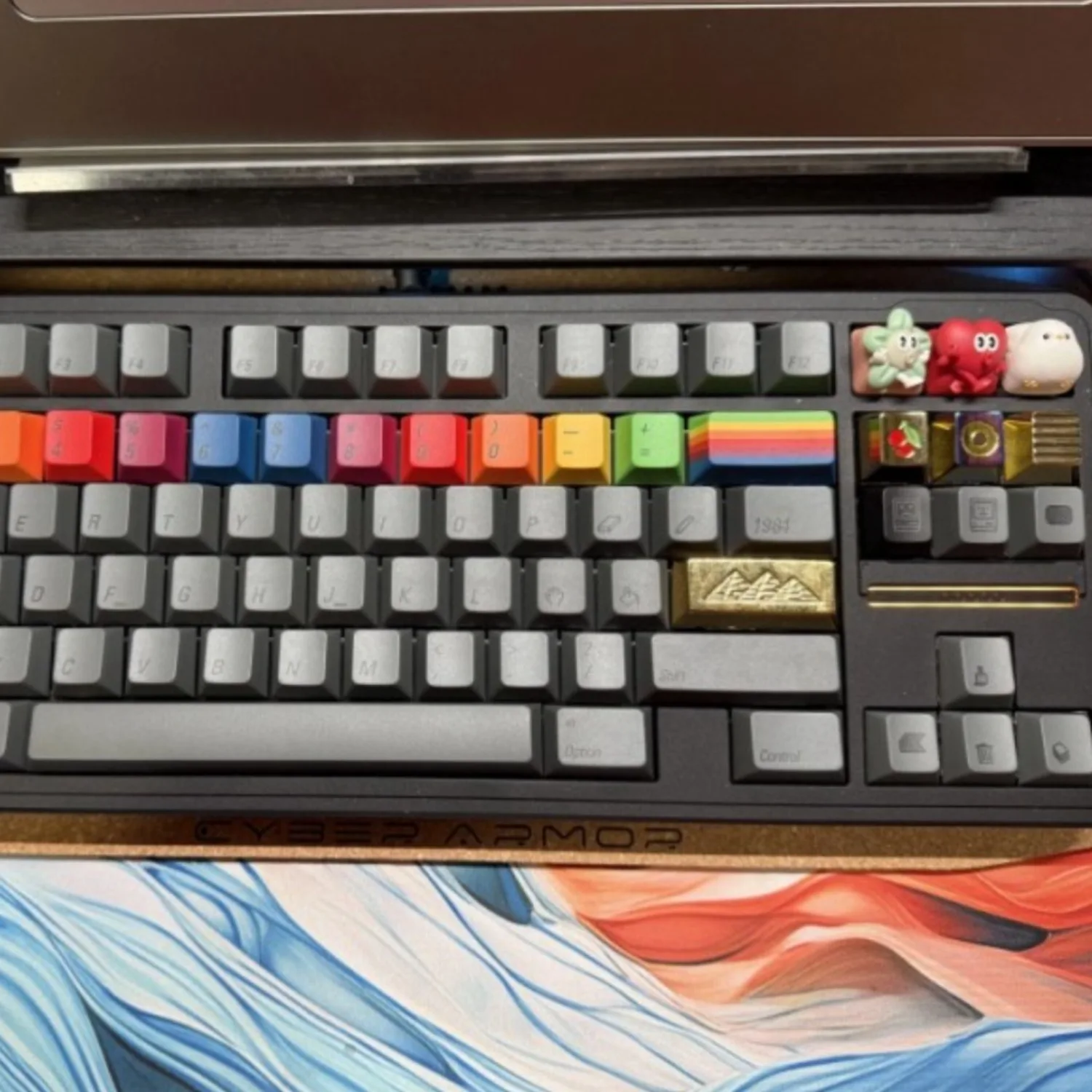 PBTfans 1984 Keycaps Dark PBT Dye Sub Cherry Profile Vintage Classic Desktop Custom Mechanical Keyboard Key Cap for MX Switch