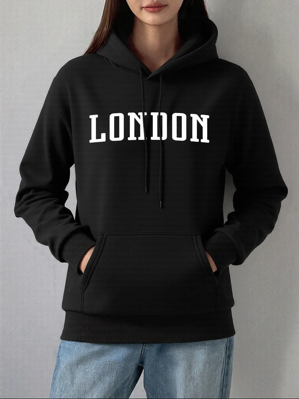 Londres inglaterra impresso hoodies feminino outono velo quente pullovers confortáveis camisolas casuais básico bolso roupas femininas