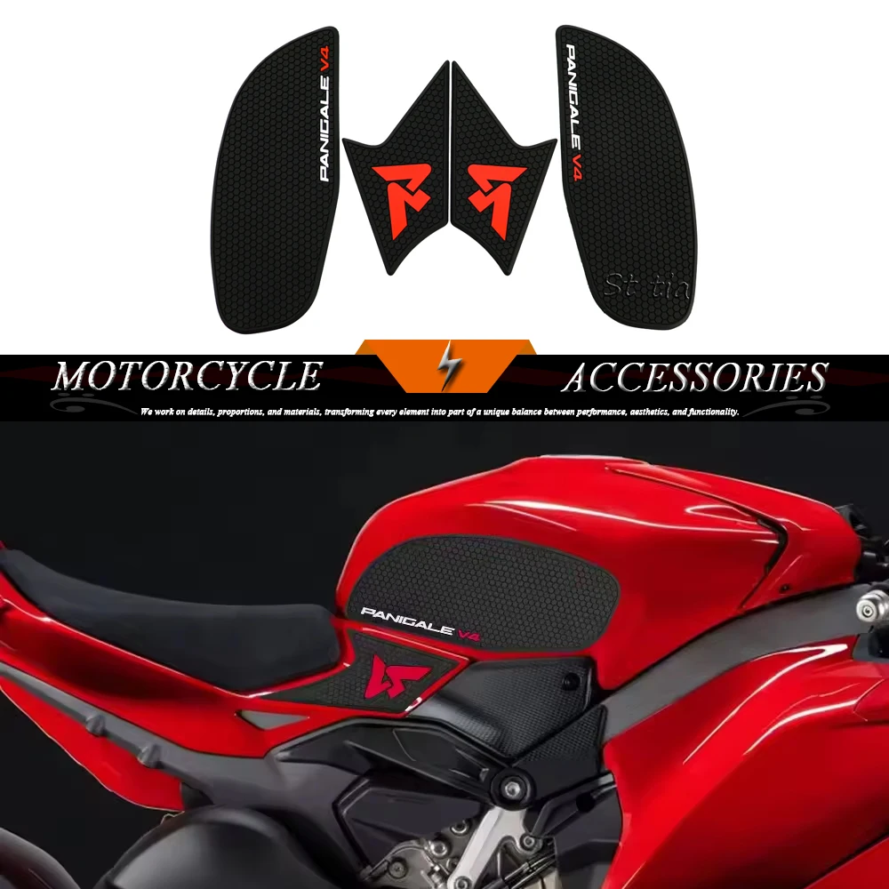 

Panigale V4 V4S 2025 Motorcycle Fuel Tank Pad Stickers Fit For Ducati Panigale V4 Panigale V4S 2025 Non-slip Side Fuel Tank Pad