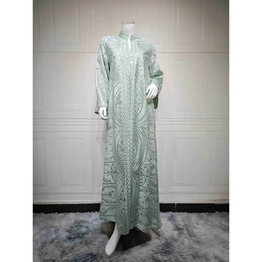 Elegante Dubai Abito da donna Abaya Ricamo Marocco Caftano Abiti Largos Arabo Abito lungo Eid Festa musulmana Jalabiya Ramadan 2025