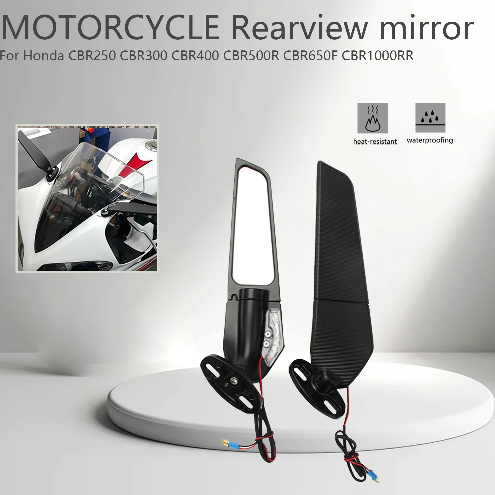 

Universal Motorcycle Rear View Mirrors foldable Universal For Honda CBR 650R cbr650 r cbr650F CBR500R cbr500r Modified Wind Wing