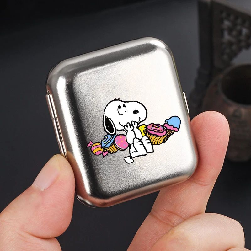 Anime Snoopy New Cartoon Mini Metal Ashtray Portable Travel Outdoor Pocket Ashtray Office Home Car Smoking Accessories Gifts Toy