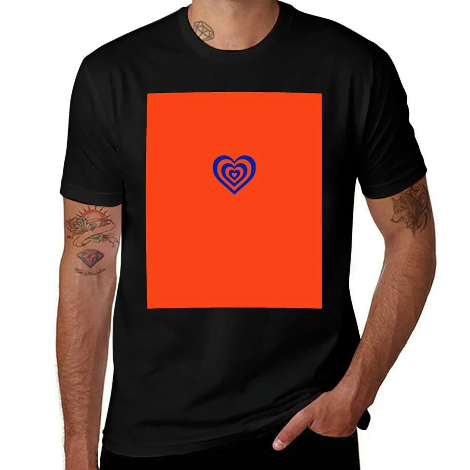 Blue and Orange - Powerpuff Girls Retro Heart T-Shirt plus size clothes sports fans mens t shirts