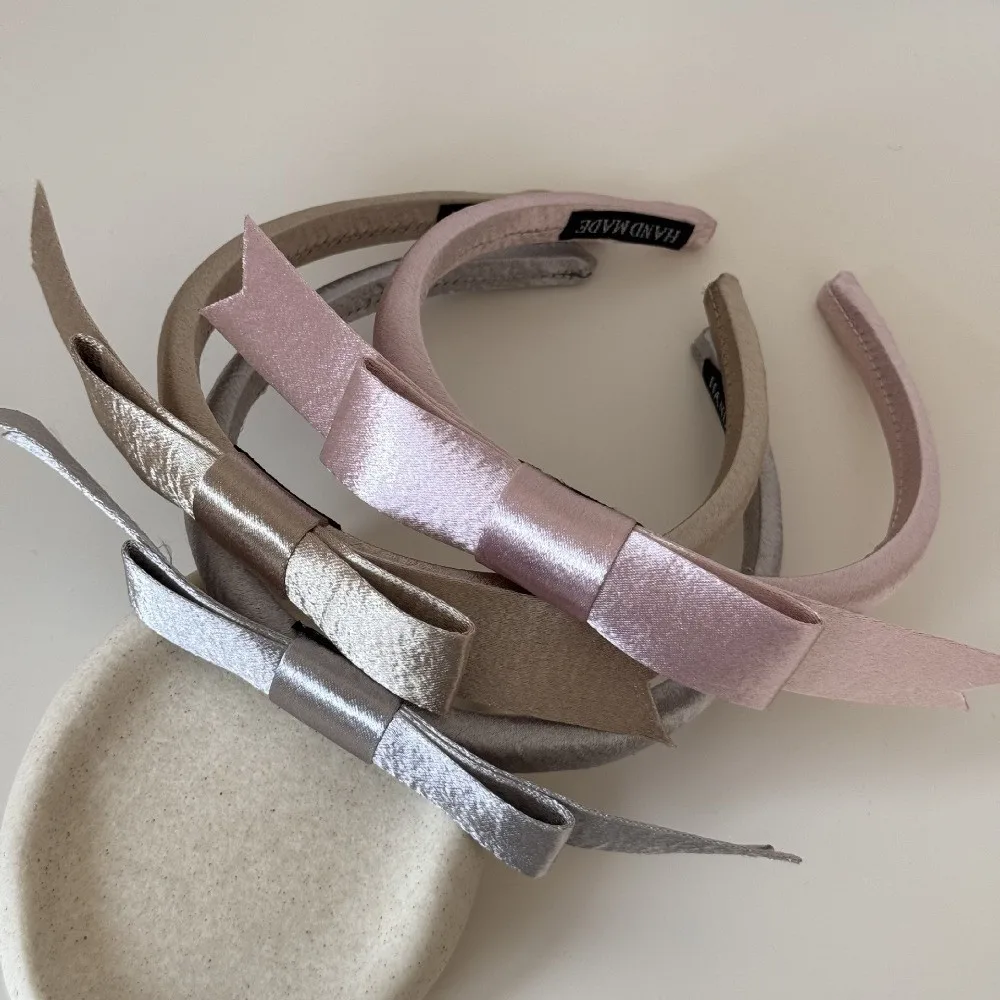 

Fashion Satin Bow Headband Non-Slip Plastic Balletcore Hair Band Korean Style Headwear Women Hairband Face Wash