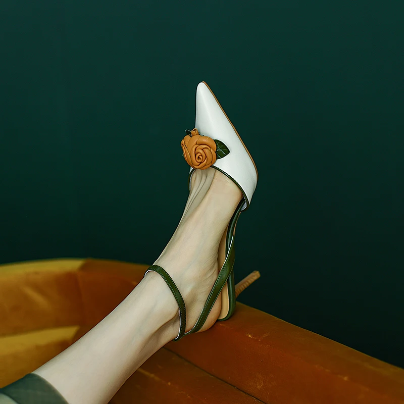 Elegant Woman Sandals Med Heels Women Party Pumps 6cm Summer Shoes On Heel With Flowers Heeled Shoes Buckles