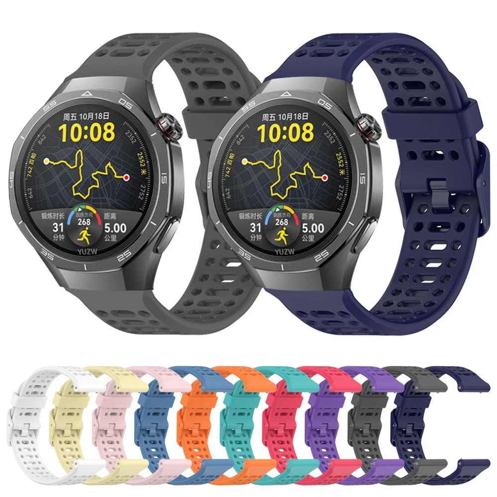 Pulseira de silicone de 20mm 22mm para huawei watch gt 5 pro 46mm banda gt5 gt 4 3 42mm honor magic watch 4 gs pro es acessórios de pulseira