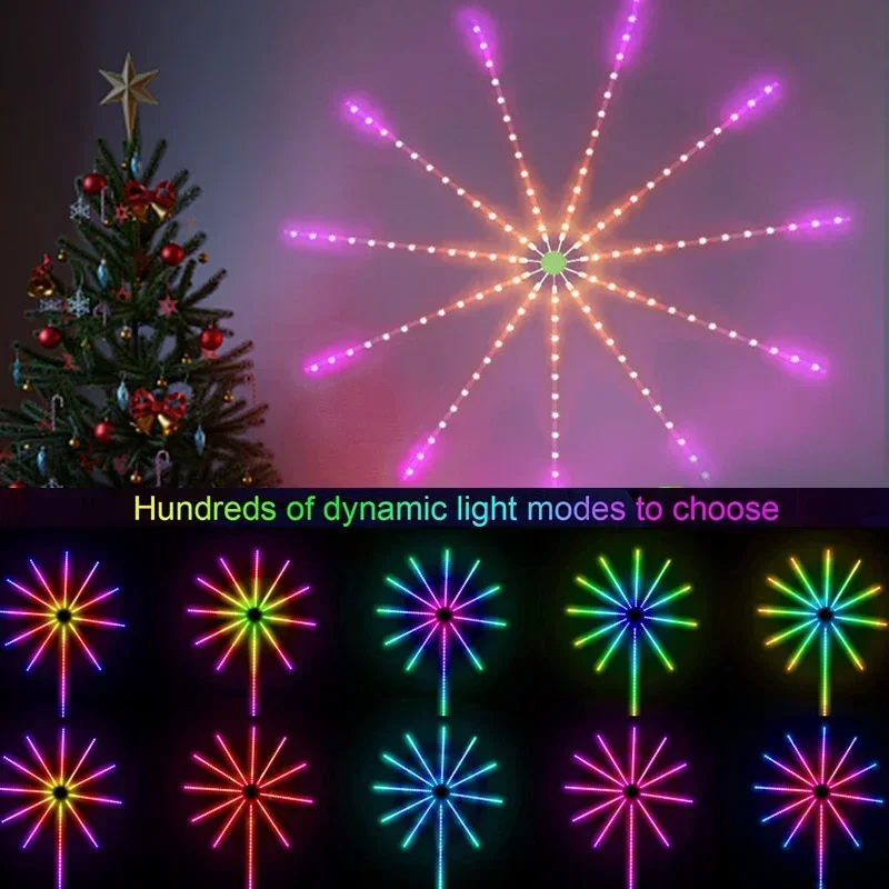 

NEW Smart Christmas Firework Lights RGB Color Changing Led Strip Lights With Romote Control USB Timing Music Sync Room New Year