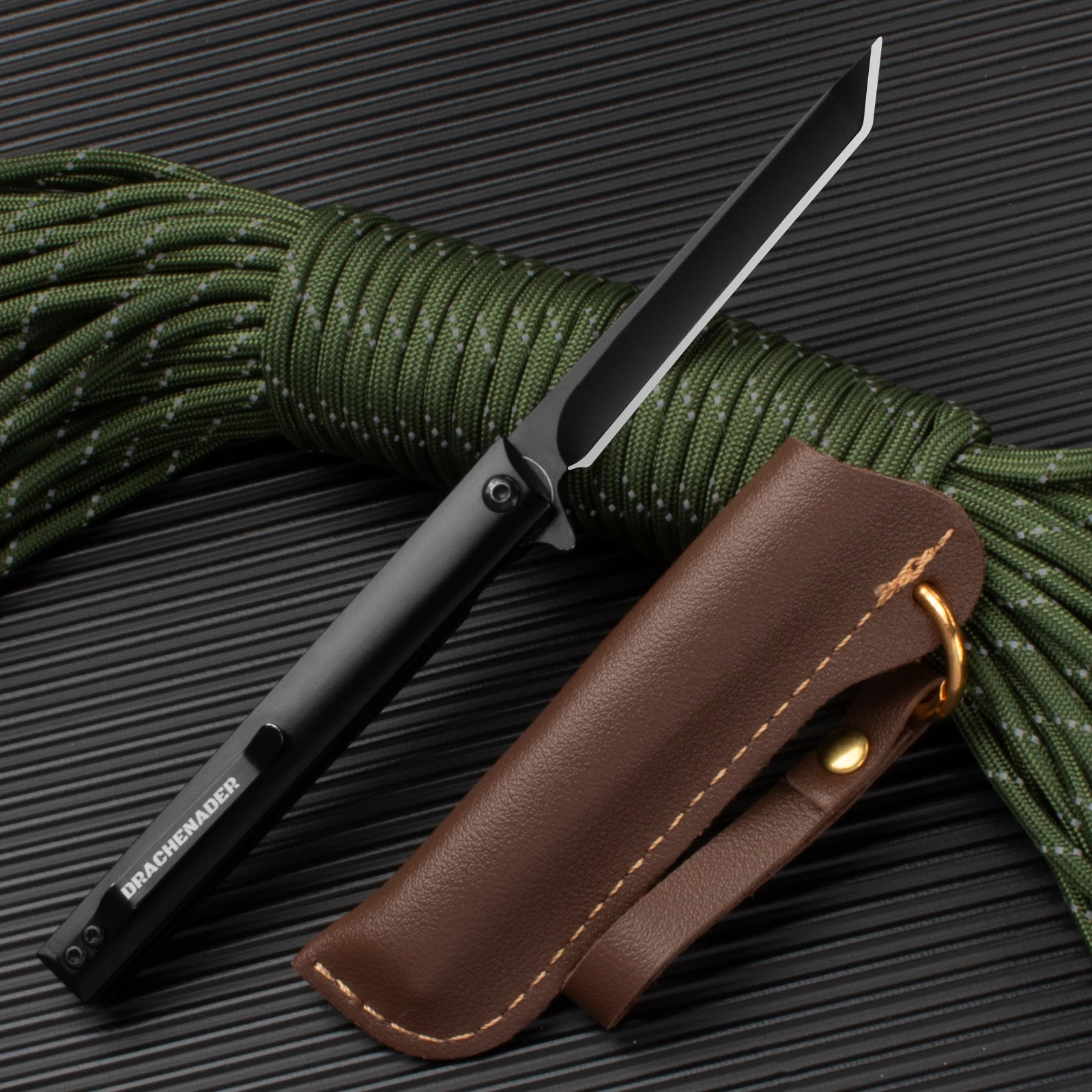 

Pocket Knives With Leather Sheath Folding Knife 5cr13Mov Box Cutter Tanto EDC Tactical Camping Pocketknives Multitool Hand Tools