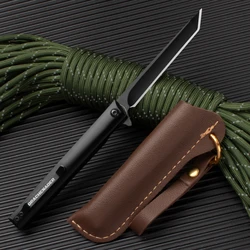 Coltelli tascabili con fodero in pelle coltello pieghevole 5 cr13mov Box Cutter Tanto EDC Tactical Camping tasche coltelli multiuso utensili manuali