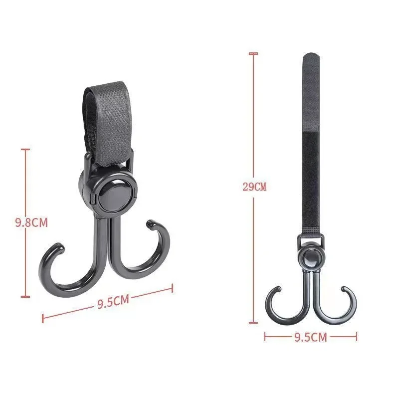 2pcs Strollers Hook Baby Stroller Accessories Multifunctional Portable Plastic Hook Rotatable Two Hooks Shopping Prop